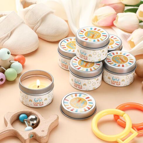 Nuanchu 12 Pcs Here Comes The Sun Baby Shower Candles Gifts Bulk for Guests Thank You Gifts Boho Rainbow Sunshine Party Favor Lavender Birthday Candles Souvenirs for Guests Gender Reveal Boy, 1.2 Oz in Saudi Arabia