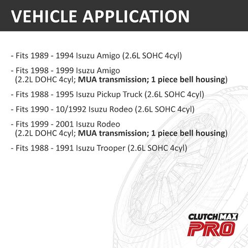 مجموعة القابض ClutchMaxPRO Performance Stage 4 متوافقة مع 1989-1994 1998-1999 Isuzu Amigo 1988-1995 Pickup 1990-10/1992 Rodeo 1999-2001 Rodeo 1988-1991 Trooper 2.6L 2.2L (CP09015HDD-ST4) in Saudi Arabia