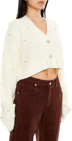 Forever 21 Women's Faux Gem Cardigan Sweater in Saudi Arabia