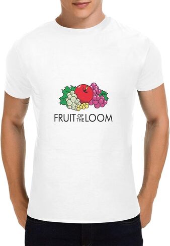Stylish Fruit & Grapes Print Men's T-Shirt 100% Cotton Summer Casual Short Sleeve Made in USA in Saudi Arabia