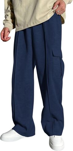 Boy's Wide Leg Sweatpants Athletic Baggy Pants Thermal Long Cargo Pants Joggers Trousers in Kuwait