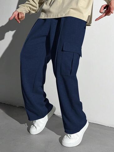 Boy's Wide Leg Sweatpants Athletic Baggy Pants Thermal Long Cargo Pants Joggers Trousers in Kuwait