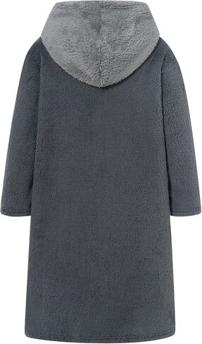 Funnycokid Boys Robe Zipper Kids Soft Fleece Hooded Bathrobe 7-14 Years in Kuwait