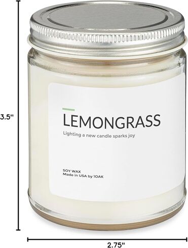 1OAK Soy Wax Scented Candles (Lemongrass) - Soy Candles for Home Scented - Long Burning Premium - Hand-Poured (7oz.) in Saudi Arabia