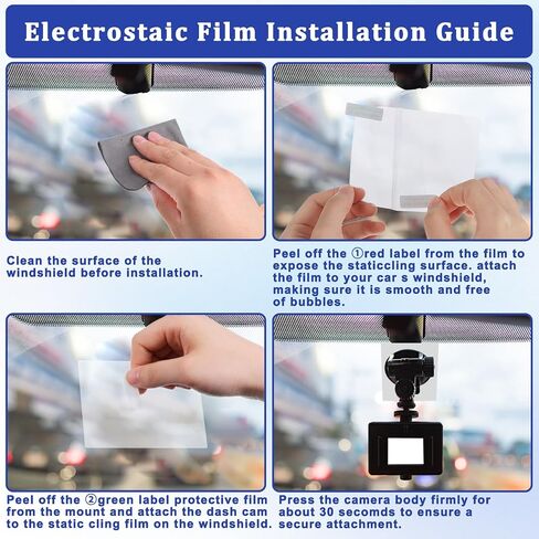 8Pcs Sticker Shield for Windshields, Clear Electrostatic Stickers Double-Sided Adhesive Pad Static Cling Window Film for Dash Cam Mounting in Saudi Arabia
