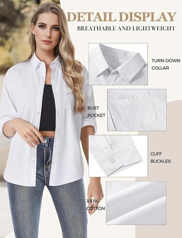 Womens Button Down Shirts, Long Sleeve Loose Fit in Saudi Arabia