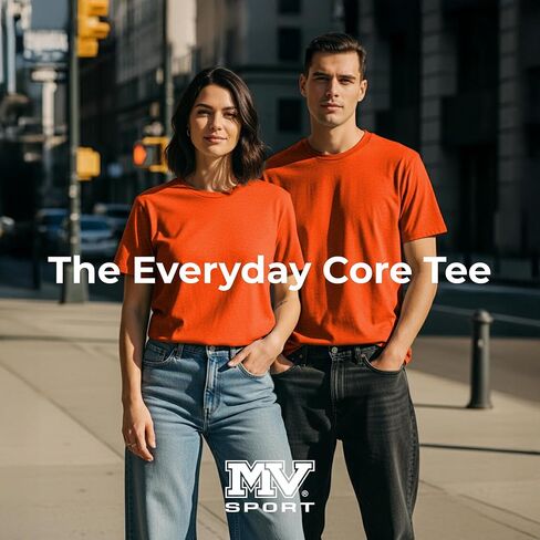 تي شيرت MV Sport Classic للرجال – تي شيرت قطن ناعم | قميص رجالي كاجوال للجنسين | تي شيرت أساسي بأكمام قصيرة للبالغين in Kuwait