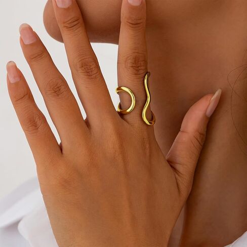 Chunky Gold Rings for Women Adjustable Flower Rings Non Tarnish 14K Gold Statement Rings Flower Jewelry for Women in Kuwait