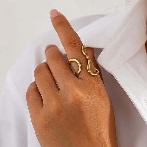 Chunky Gold Rings for Women Adjustable Flower Rings Non Tarnish 14K Gold Statement Rings Flower Jewelry for Women in Kuwait