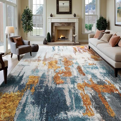 Area Rug 8x10 Washable Rugs Modern Abstract Area Rug Soft Non-Slip Non-Shedding Faux Wool Stain Resistant Floor Carpets for Living Room Bedroom Dining Room Kids Room Home Office (Grey) in Kuwait