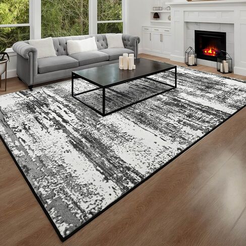 Area Rug 8x10 Washable Rugs Modern Abstract Area Rug Soft Non-Slip Non-Shedding Faux Wool Stain Resistant Floor Carpets for Living Room Bedroom Dining Room Kids Room Home Office (Grey) in Saudi Arabia