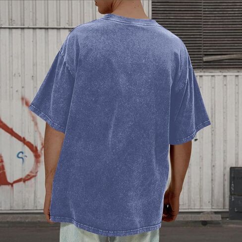 Mens Graphic T-Shirts Oversized Acid Wash Tshirt Vintage Streetwear Shirt Cool Road Racing Printed Tee Los Angeles Top in Kuwait