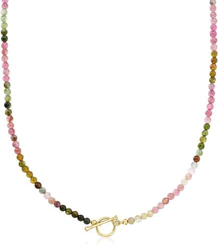 Ross-Simons 3.5-4mm Multicolored Tourmaline Bead Charm-Compatible Toggle Necklace in 18kt Gold Over Sterling in Saudi Arabia