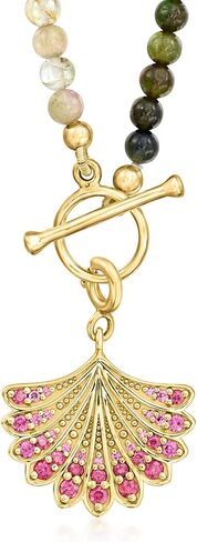 Ross-Simons 3.5-4mm Multicolored Tourmaline Bead Charm-Compatible Toggle Necklace in 18kt Gold Over Sterling in Saudi Arabia