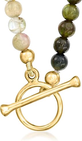 Ross-Simons 3.5-4mm Multicolored Tourmaline Bead Charm-Compatible Toggle Necklace in 18kt Gold Over Sterling in Saudi Arabia
