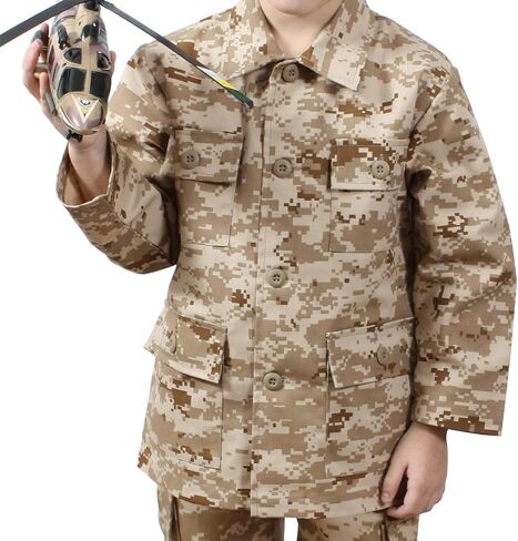 Rothco Kids Camo BDU Shirt - Cargo Uniform Jacket Long Sleeve Utility Shacket, Desert Digital Camo, L in Saudi Arabia