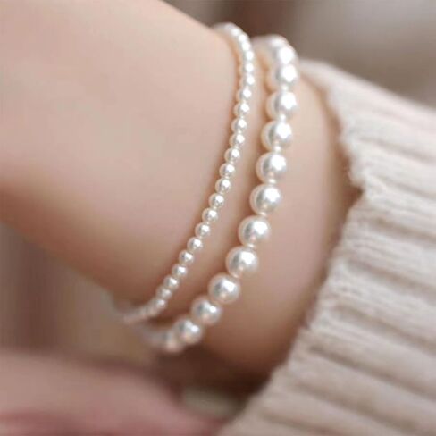 Pearl Bracelet for Women Gifts Trendy Stuff Dainty Bracelet White Baroque Pearl Wrist Bracelets Bridesmaid Bridal Wedding Jewelry Gifts in Kuwait