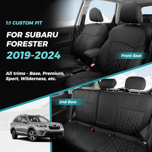 لأغطية مقاعد سوبارو فورستر 5 مجموعات، تناسب مخصص لسوبارو فورستر 2019 2022 2021 2022 2023 2024، أغطية مقاعد جلدية صناعية مقاومة للماء باللون الأسود والرمادي in Kuwait