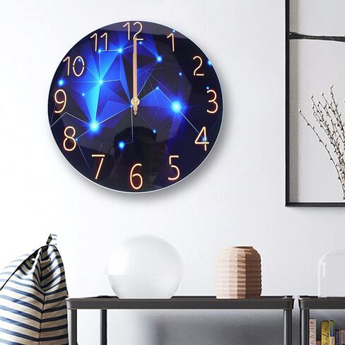 30CM Round Ultra-Thin Tempered Glass Wall Clock – Creative Minimalist Design for Home Decor, Silent Quartz Movement, Perfect for Living Room and Office in Saudi Arabia