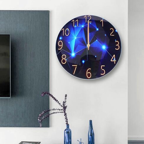 30CM Round Ultra-Thin Tempered Glass Wall Clock – Creative Minimalist Design for Home Decor, Silent Quartz Movement, Perfect for Living Room and Office in Saudi Arabia