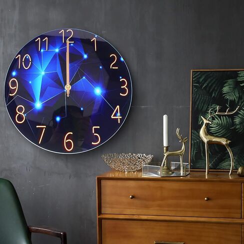 30CM Round Ultra-Thin Tempered Glass Wall Clock – Creative Minimalist Design for Home Decor, Silent Quartz Movement, Perfect for Living Room and Office in Saudi Arabia