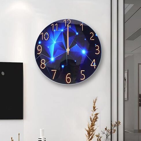 30CM Round Ultra-Thin Tempered Glass Wall Clock – Creative Minimalist Design for Home Decor, Silent Quartz Movement, Perfect for Living Room and Office in Saudi Arabia