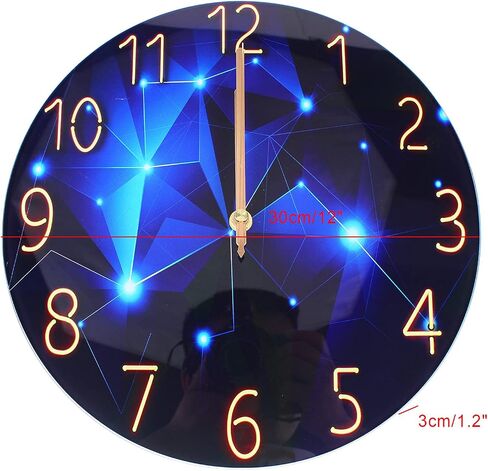 30CM Round Ultra-Thin Tempered Glass Wall Clock – Creative Minimalist Design for Home Decor, Silent Quartz Movement, Perfect for Living Room and Office in Saudi Arabia