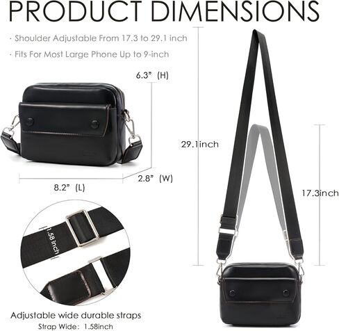 Genuine Leather Crossbody Bags for Women, Small Crossbody Purse with Multi Zipper Pockets, Women's Crossbody Handbags in Saudi Arabia