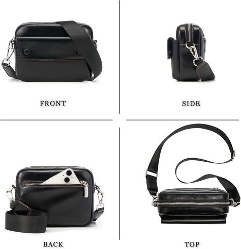 Genuine Leather Crossbody Bags for Women, Small Crossbody Purse with Multi Zipper Pockets, Women's Crossbody Handbags in Saudi Arabia