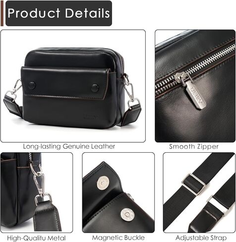 Genuine Leather Crossbody Bags for Women, Small Crossbody Purse with Multi Zipper Pockets, Women's Crossbody Handbags in Saudi Arabia