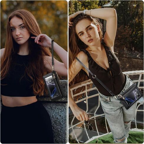 حقائب كروس صغيرة للنساء محفظة الهاتف الخليوي شاشة تعمل باللمس حقيبة مخلب جلد نباتي 2 في 1 حزام الرقبة والمعصم قابل للتعديل in Kuwait