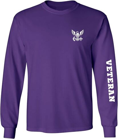 zerogravitee Navy Veteran White Sleeve Print Adult Long Sleeve T-Shirt in Saudi Arabia