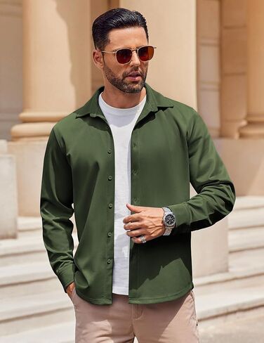 COOFANDY Mens Long Sleeve Button Down Shirts Casual Untucked Shirts Stretch Shirts in Saudi Arabia