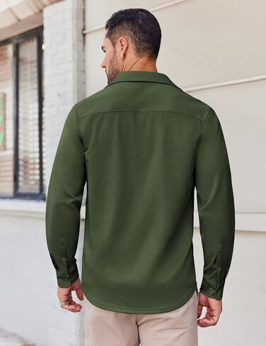 COOFANDY Mens Long Sleeve Button Down Shirts Casual Untucked Shirts Stretch Shirts in Saudi Arabia