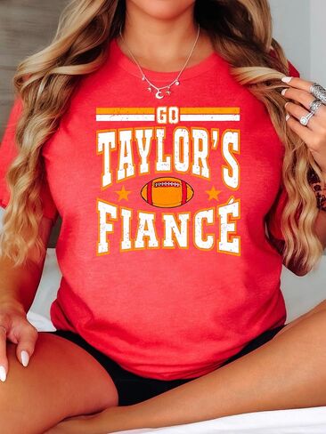 تي شيرت Go Taylor's Fiance للنساء والمراهقين والأطفال برسوم مضحكة لموسم كرة القدم in Kuwait