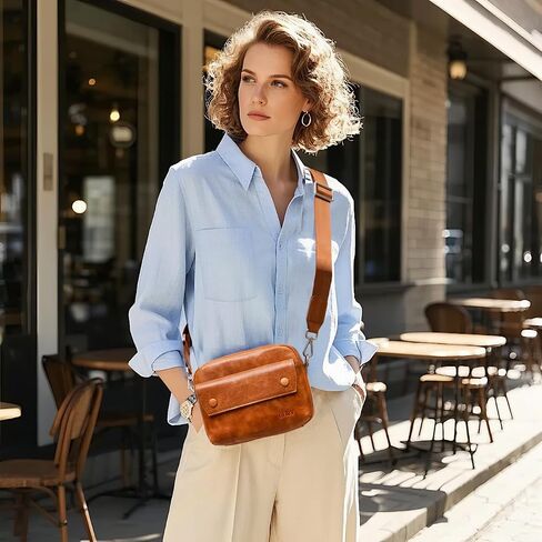 Genuine Leather Crossbody Bags for Women, Small Crossbody Purse with Multi Zipper Pockets, Women's Crossbody Handbags in Kuwait
