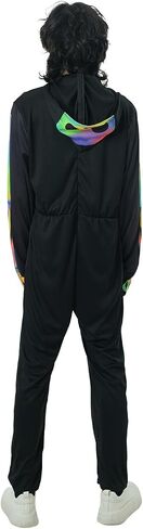 Seasons Rainbow Skeleton Costume with Hood for Man, Black-Light Responsive, Halloween Cosplay Costume in Saudi Arabia
