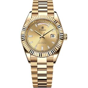 Men's Watch Automatic Wristwatch Mechanical Movement Day-Date, 30M Water Resistant, Screw-Down Crown, Classic Retro Roman Numerals Fashion Business Watches for Men in Saudi Arabia