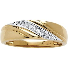 خاتم PalmBeach للرجال من الذهب الأصفر عيار 10 قيراط دائري من الألماس الأصلي (1/7 قيراط، I Color، I3 Clarity) مقاسات 9-13 in Kuwait