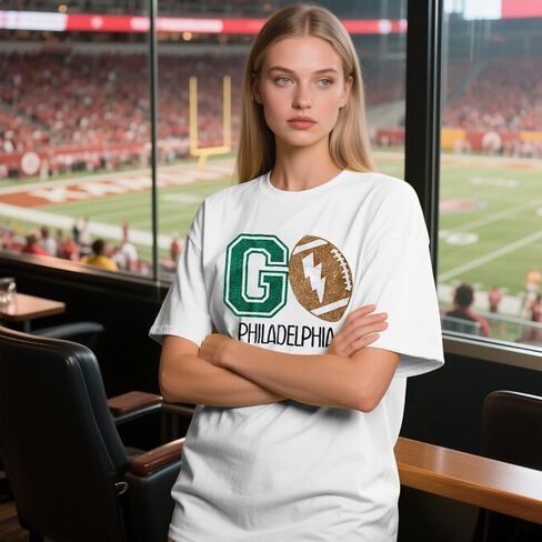 Game Day Shirt Women:Oversized Football Tshirts Glitter Fall Graphic Tees Team Fan Short Sleeve Tops in Kuwait