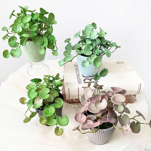 Artificial Plant Mini Bouquet Copper Coin Grass with Soft Glue, Hanging Plants for Shelf, Fake Green Plants Wall Hanging for Home, Office & Garden Decoration in Saudi Arabia