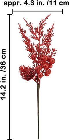 Winlyn 12 Pcs Christmas Artificial Pine Branches Teal Glitter Pine Needles with Pinecone and Berries Christmas Floral Picks 14.2" for Teal Christmas Tree Seasonal Wreath Swag Holiday Arrangement in Saudi Arabia