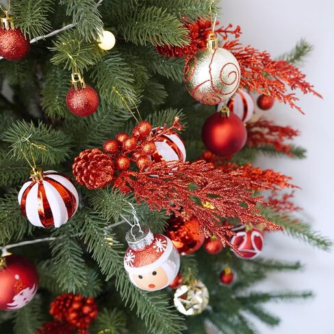 Winlyn 12 Pcs Christmas Artificial Pine Branches Teal Glitter Pine Needles with Pinecone and Berries Christmas Floral Picks 14.2" for Teal Christmas Tree Seasonal Wreath Swag Holiday Arrangement in Saudi Arabia