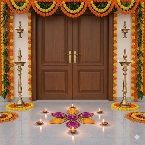 Handmade Premium Red Acrylic Diwali Rangoli Floor Decorations Table Decoration Studded Stones Sequins Traditional Festive Home Door Déco | Diwali Gift Idea 8 x 8 Inch in Kuwait