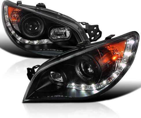 SPEC-D TUNING Black Projector Headlights w/LED Strip Compatible with 2006-2007 Subaru Impreza WRX, Left + Right Pair Headlamps Assembly in Saudi Arabia
