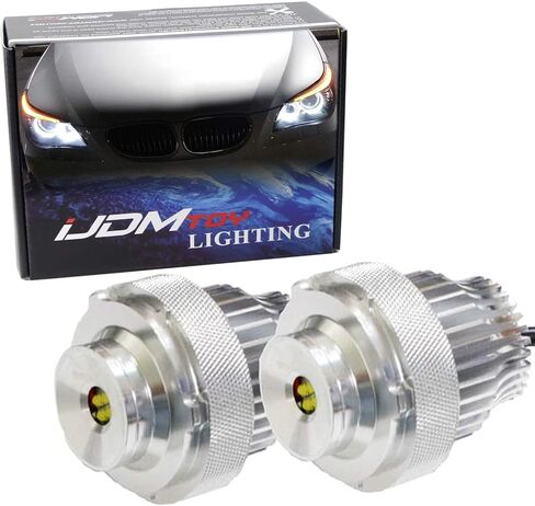 iJDMTOY LED Angel Eye Bulbs Compatible with BMW E60 E61 LCI Halogen Front Road Illuminating Lights Trim ONLY, (2) Halo Ring Marker Bulbs Powered by Super Bright 20W High Power LED Diodes in Saudi Arabia