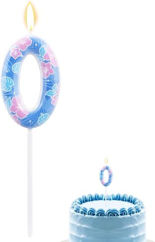 Anime Cartoon Number Birthday Candles, Ninth 9th Cartoon Blue Cake Candle Nine Blue Hawaiian Cake Topper with Flowers for Birthday Decoration Party Supplies (9) in Saudi Arabia