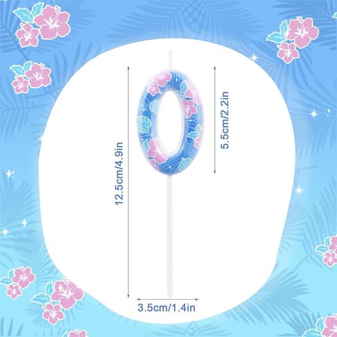 Anime Cartoon Number Birthday Candles, Ninth 9th Cartoon Blue Cake Candle Nine Blue Hawaiian Cake Topper with Flowers for Birthday Decoration Party Supplies (9) in Saudi Arabia