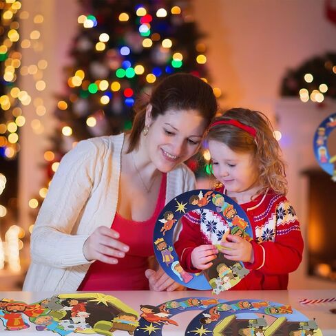 Qilery 24 Sets 10.63 Inch Christmas Names of Jesus Wreath Craft Kit DIY Christmas Nativity Wreath Religious Christmas Crafts for Kids Art Crafts Holiday Classroom Home Activities in Saudi Arabia