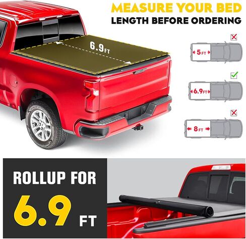 غطاء سرير ناعم قابل للطي للشاحنة يناسب سرير Chevy Silverado/GMC Sierra 2500HD 3500HD 2020-2025، سرير 6.9 قدم (82.2 بوصة) | تناسب فقط Fleetside/Styleside in Saudi Arabia